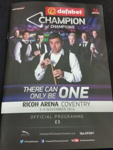 Champion of Champions 2014 programme